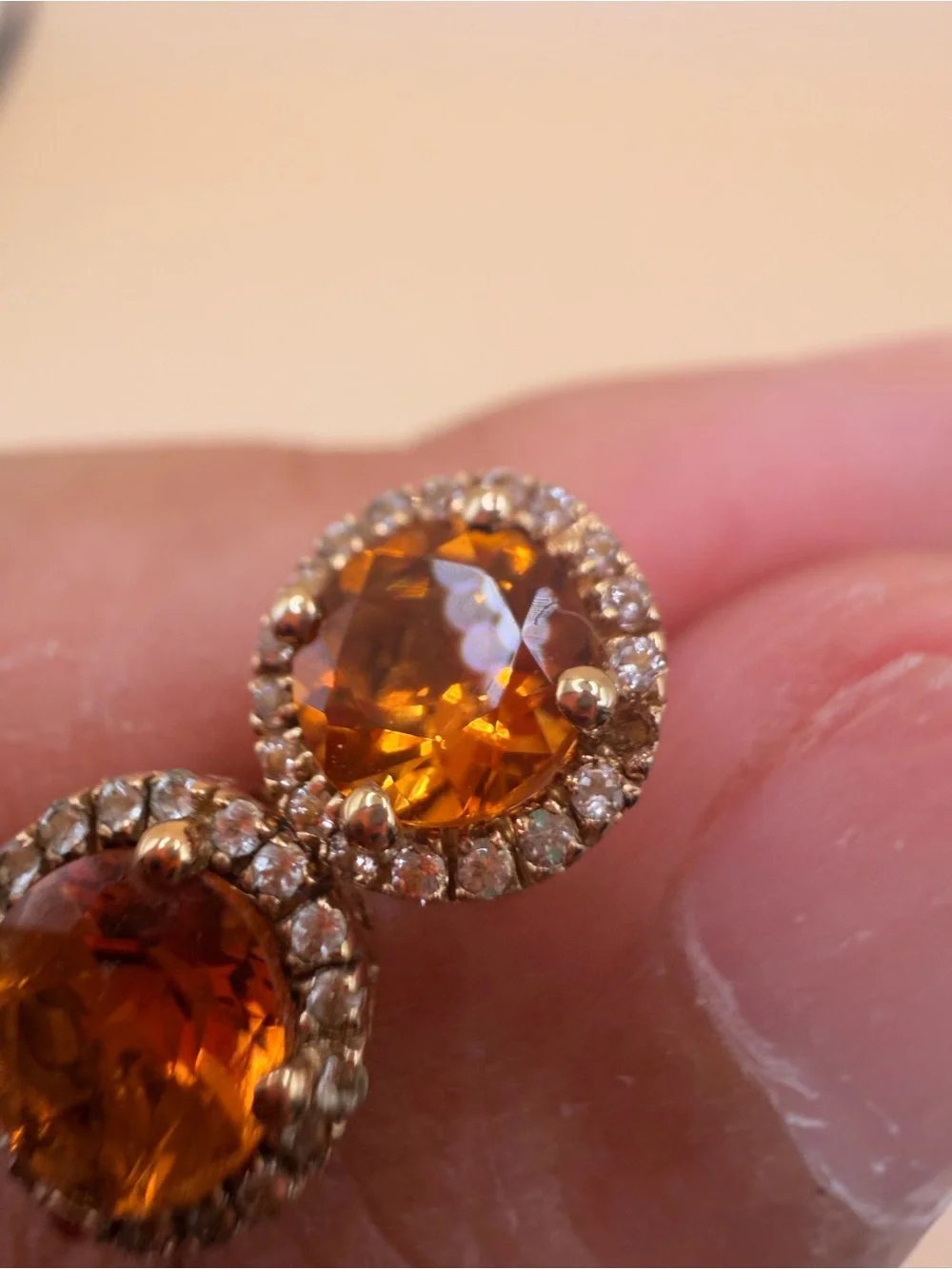 10k Yellow Gold Citrine & White Topaz Earrings. Firm Price Read Please.